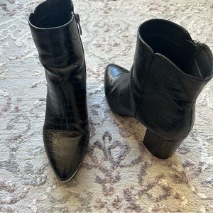 Franco Sarto Bianco Croc Embossed Ankle Boot